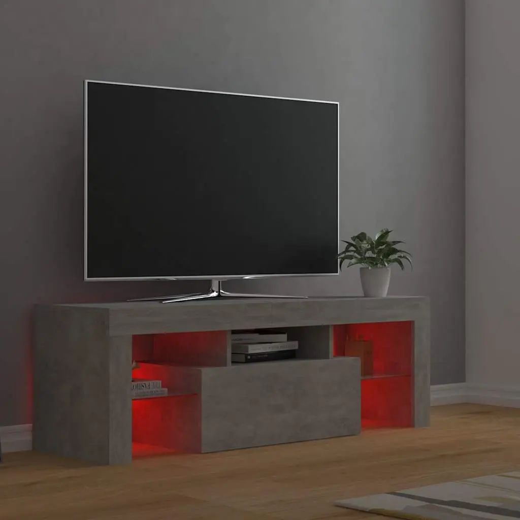 TV Cabinet Grey 120L x 35W x 40H cm RGB LED Lights Media Storage Stand