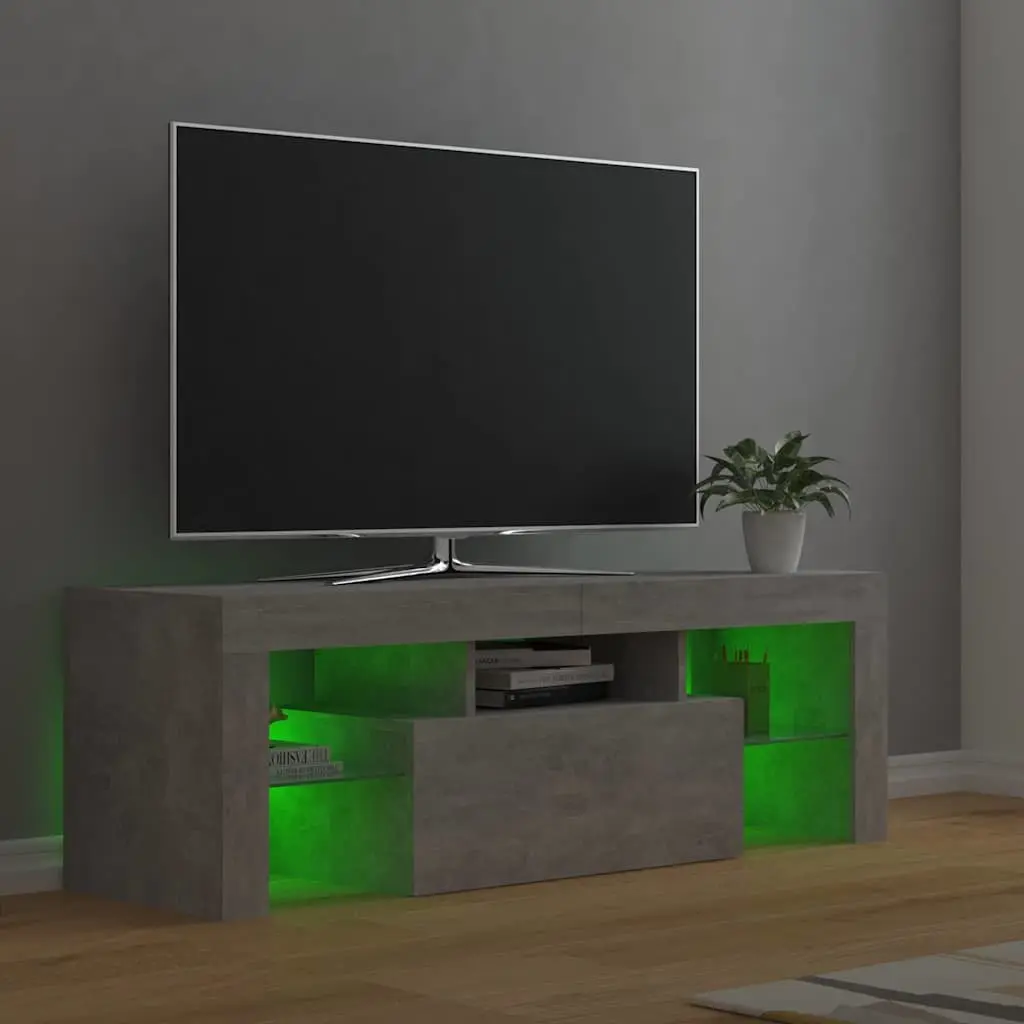 TV Cabinet Grey 120L x 35W x 40H cm RGB LED Lights Media Storage Stand