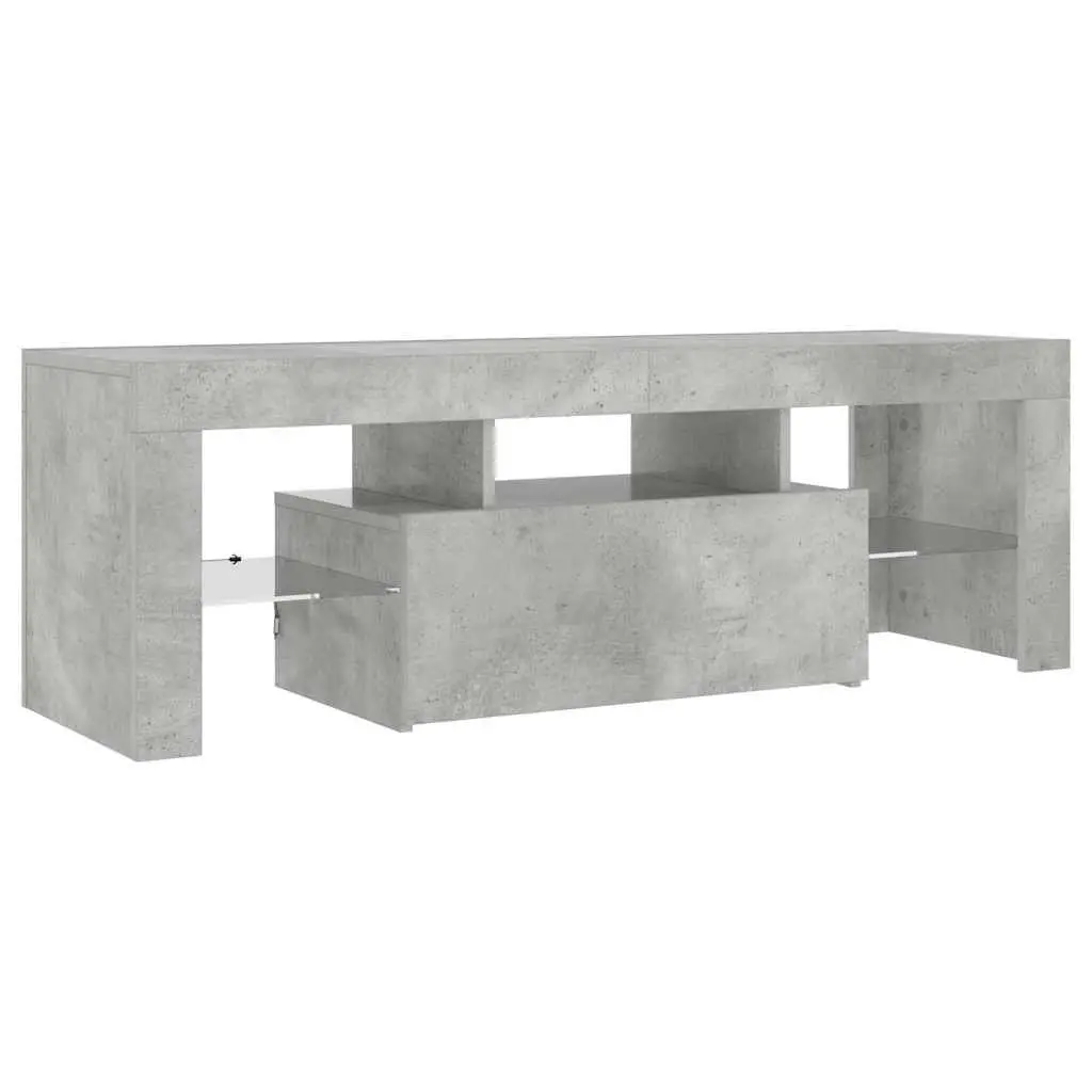TV Cabinet Grey 120L x 35W x 40H cm RGB LED Lights Media Storage Stand
