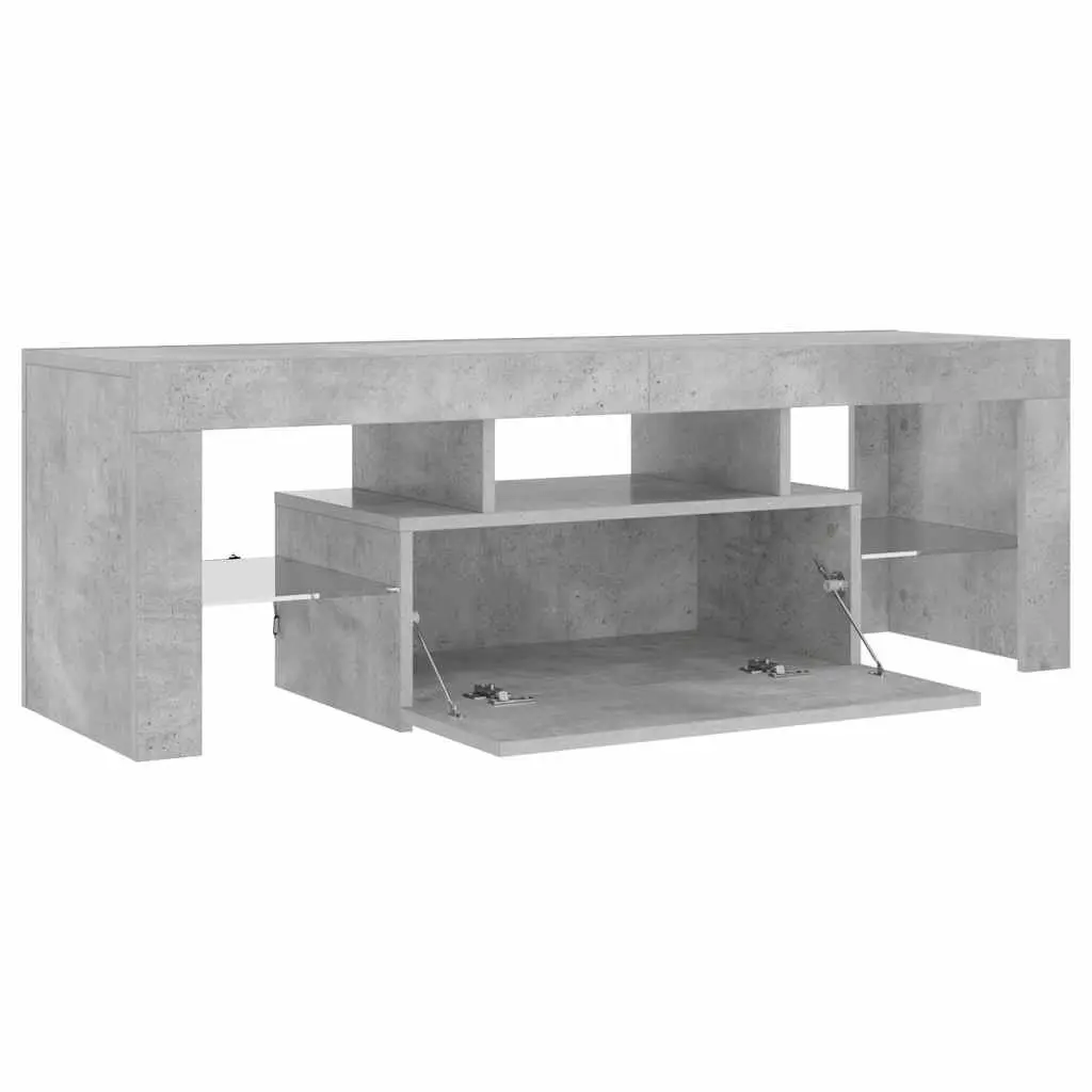 TV Cabinet Grey 120L x 35W x 40H cm RGB LED Lights Media Storage Stand