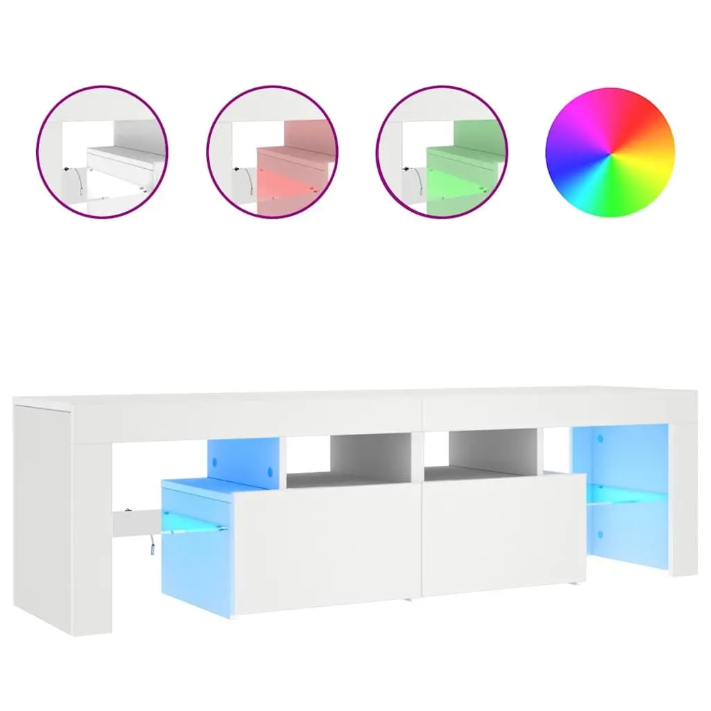 TV Cabinet with RGB LED Lights, 140cm in White