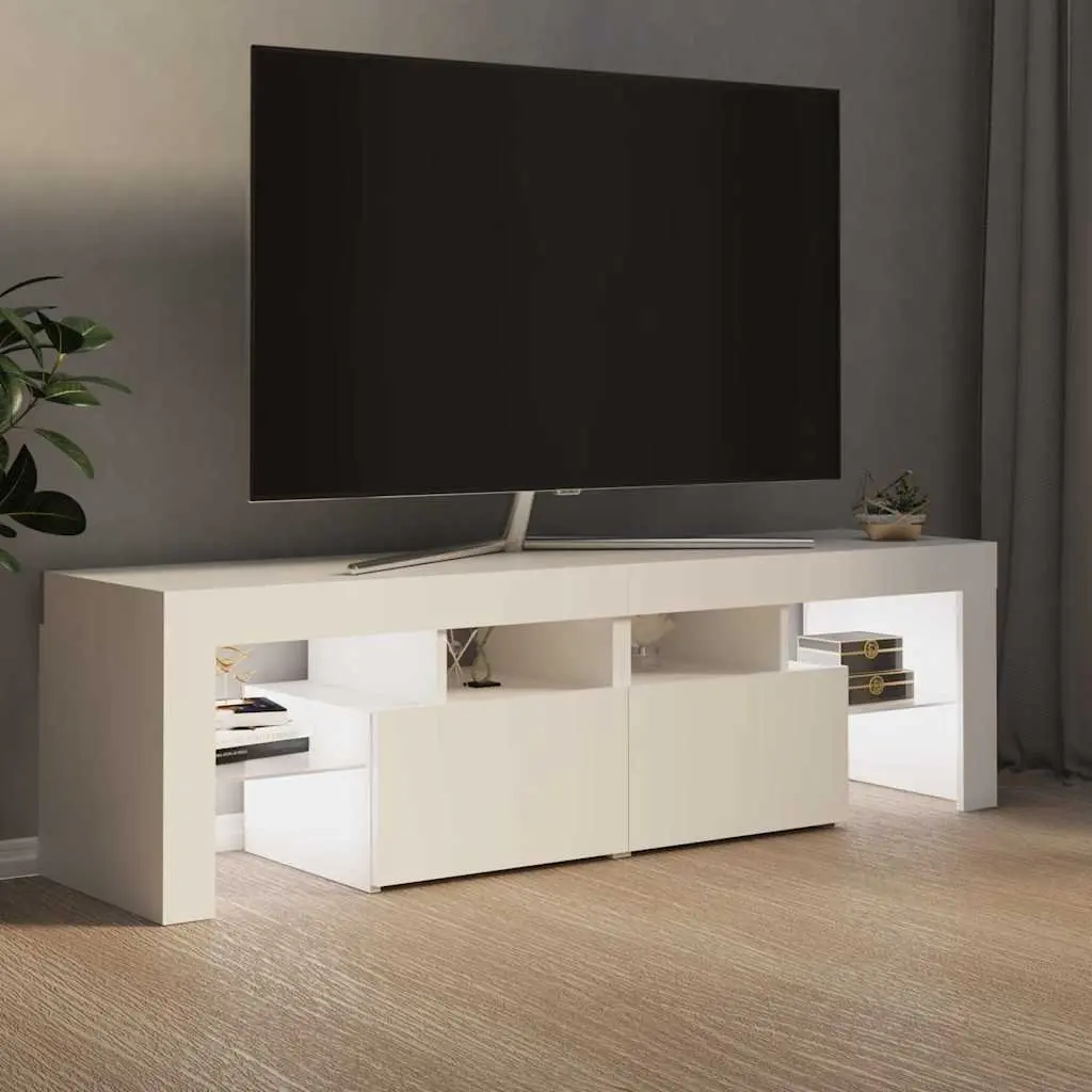 TV Cabinet with RGB LED Lights, 140cm in White
