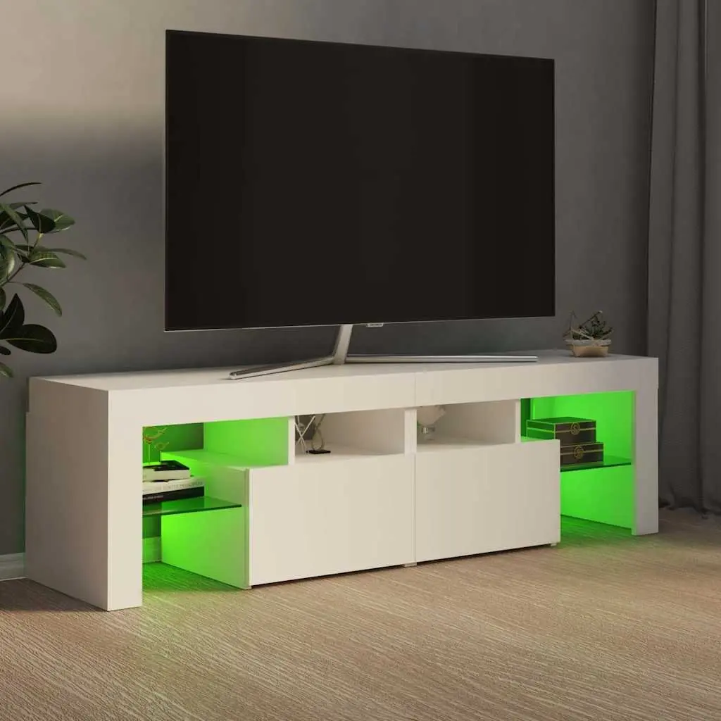 TV Cabinet with RGB LED Lights, 140cm in White