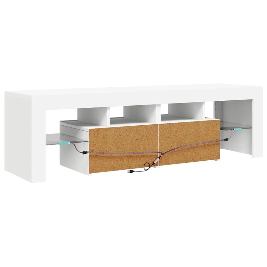 TV Cabinet with RGB LED Lights, 140cm in White