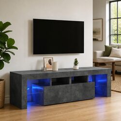 Concrete Grey TV Cabinet with LED Lights