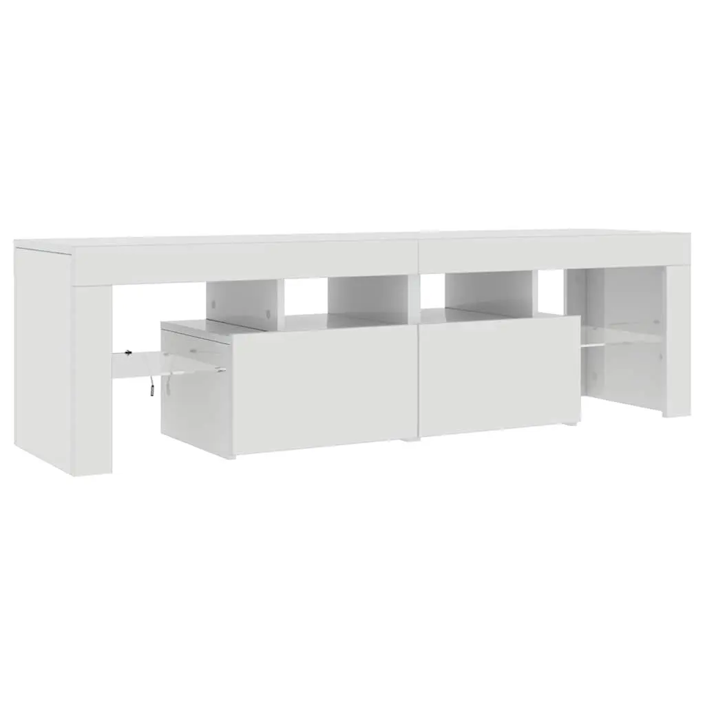 TV Cabinet White 140cm RGB LED Lights Modern Storage Unit