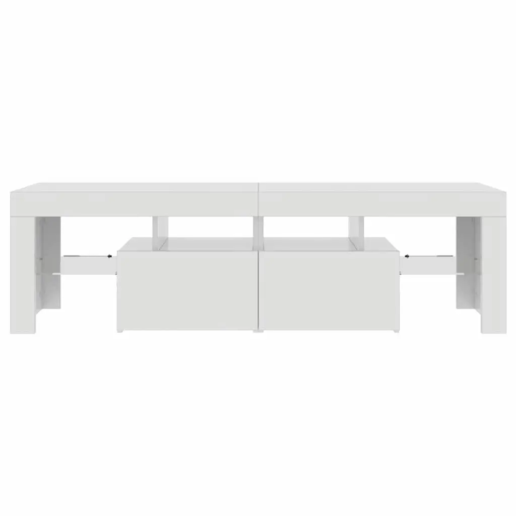 TV Cabinet White 140cm RGB LED Lights Modern Storage Unit