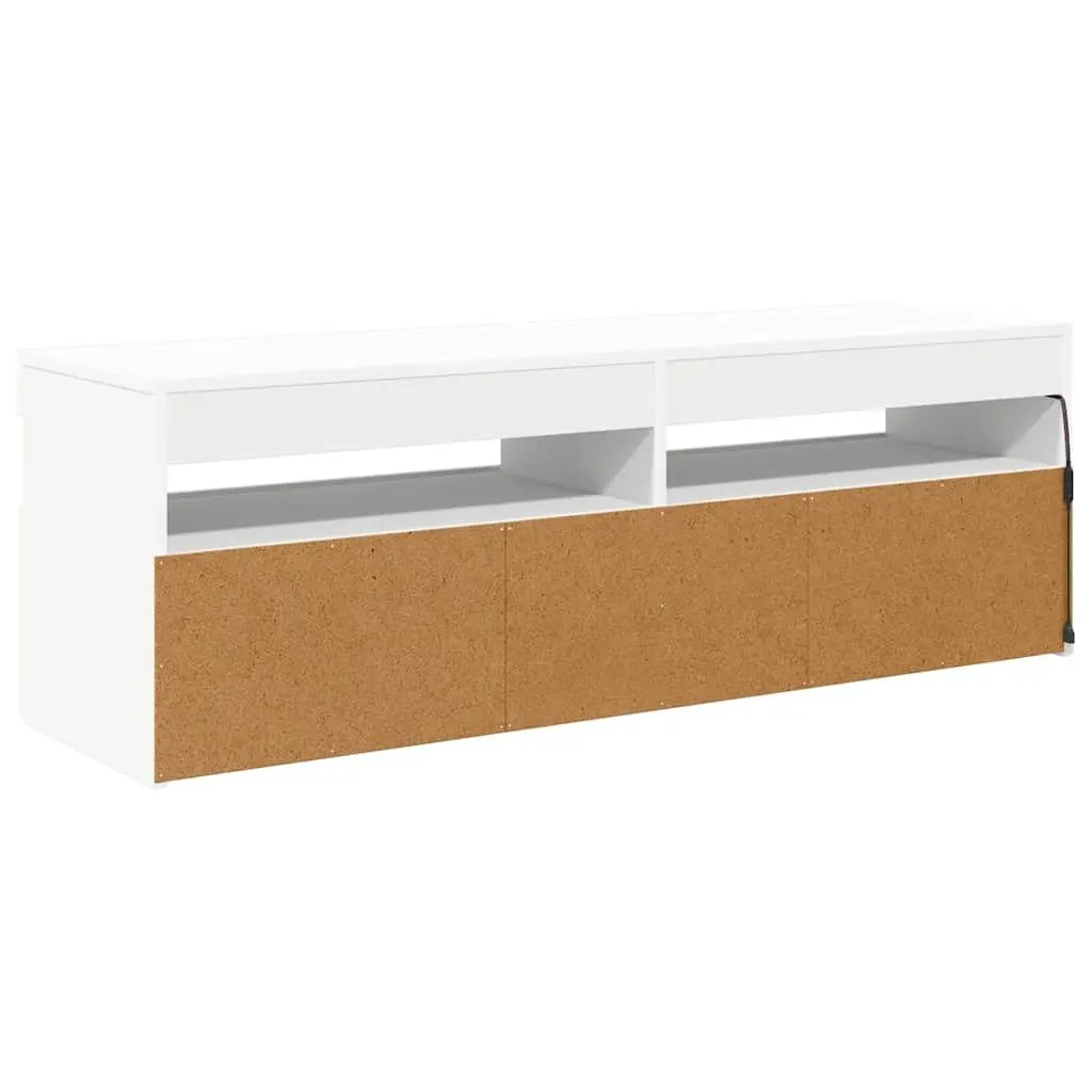 TV Cabinet White Modern Design LED Lights Storage Unit HiFi Stand 120x35x40cm