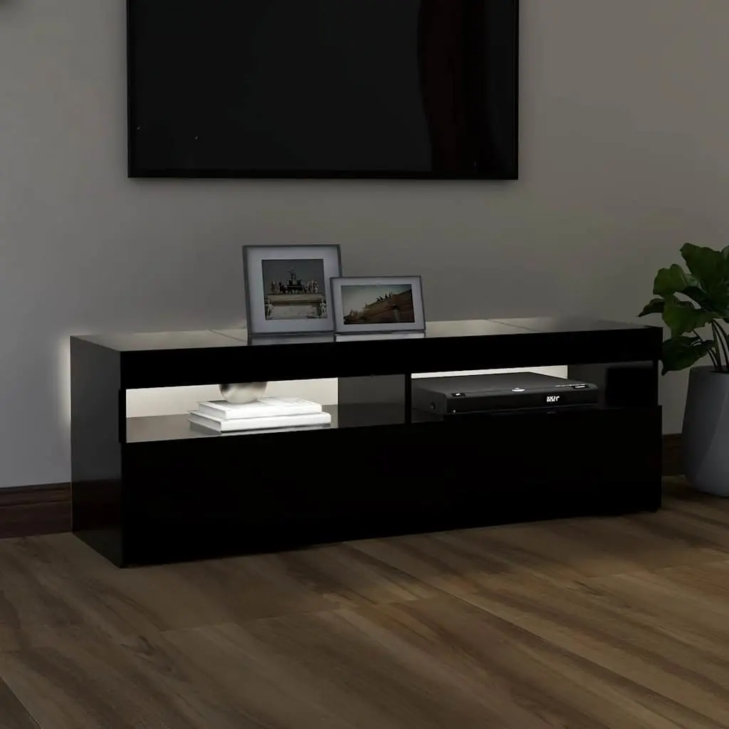 TV Cabinet Black 120x35x40cm RGB LED Lights Media Stand Entertainment Unit