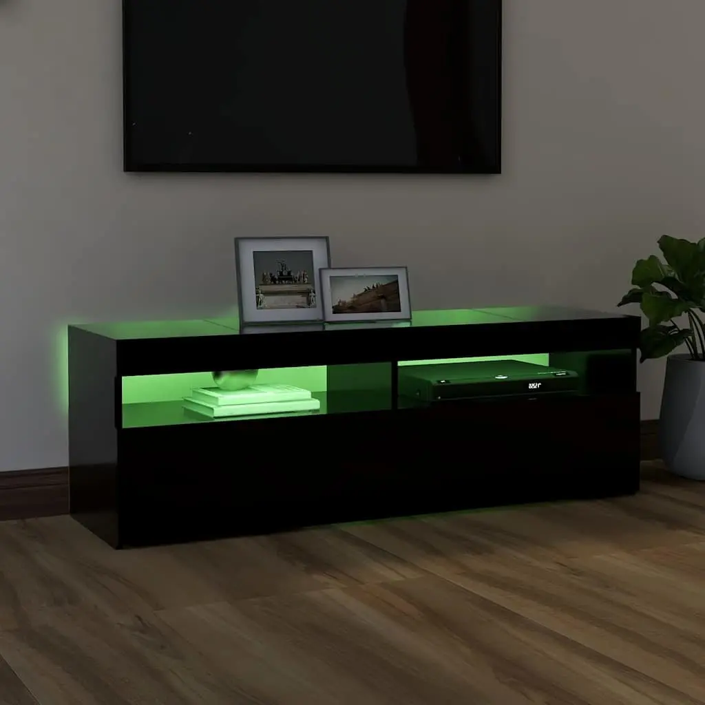 TV Cabinet Black 120x35x40cm RGB LED Lights Media Stand Entertainment Unit