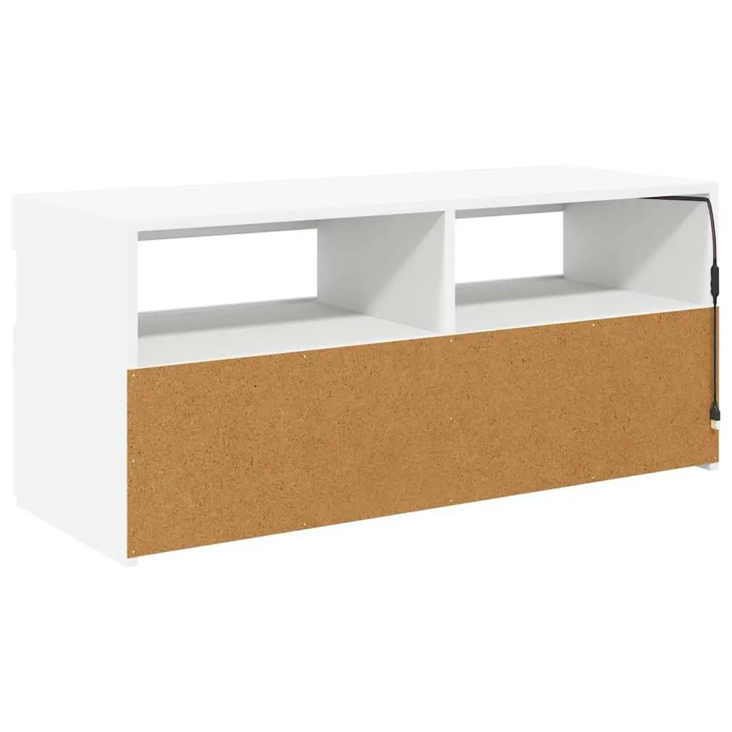 TV Cabinet White 90x35x40 cm RGB LED Lights Media Storage