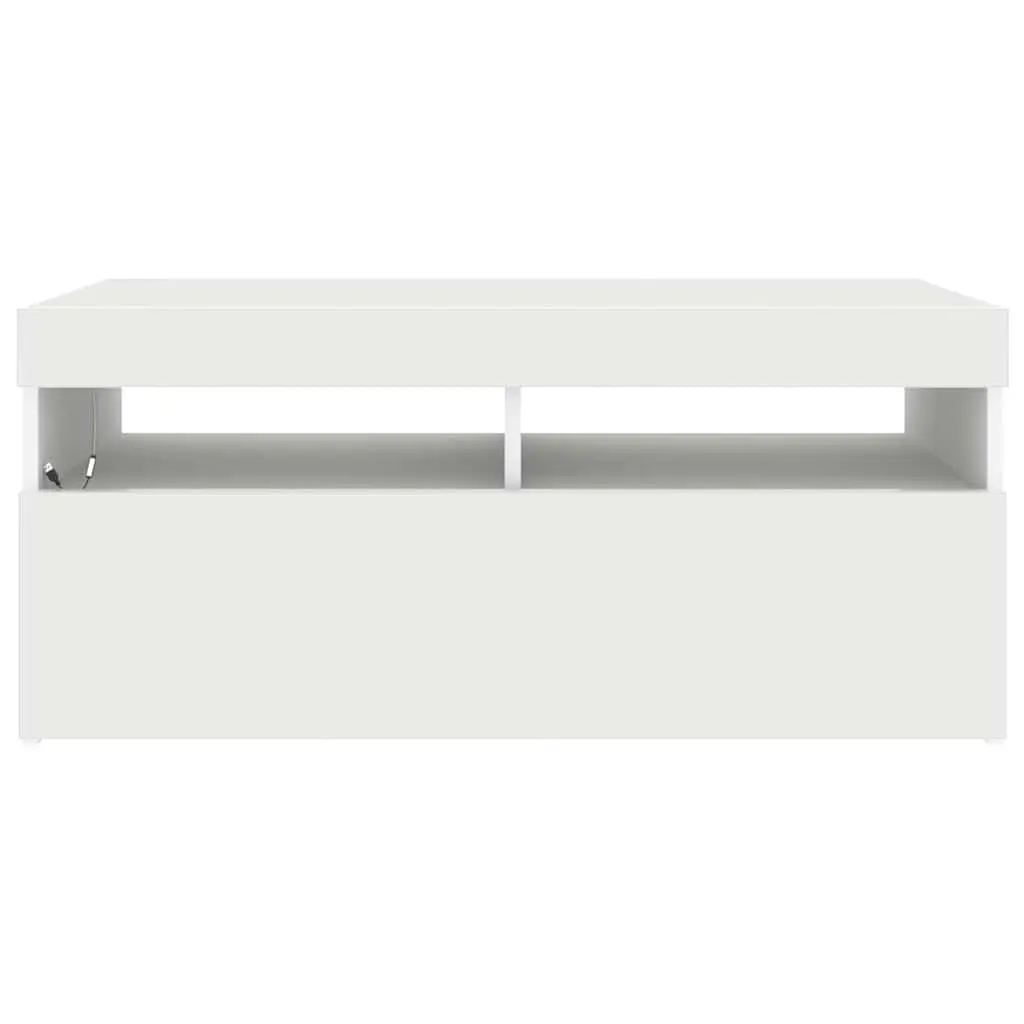 TV Cabinet White 90x35x40 cm RGB LED Lights Media Storage