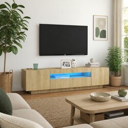 Compact Brown TV Cabinet with RGB LED Features