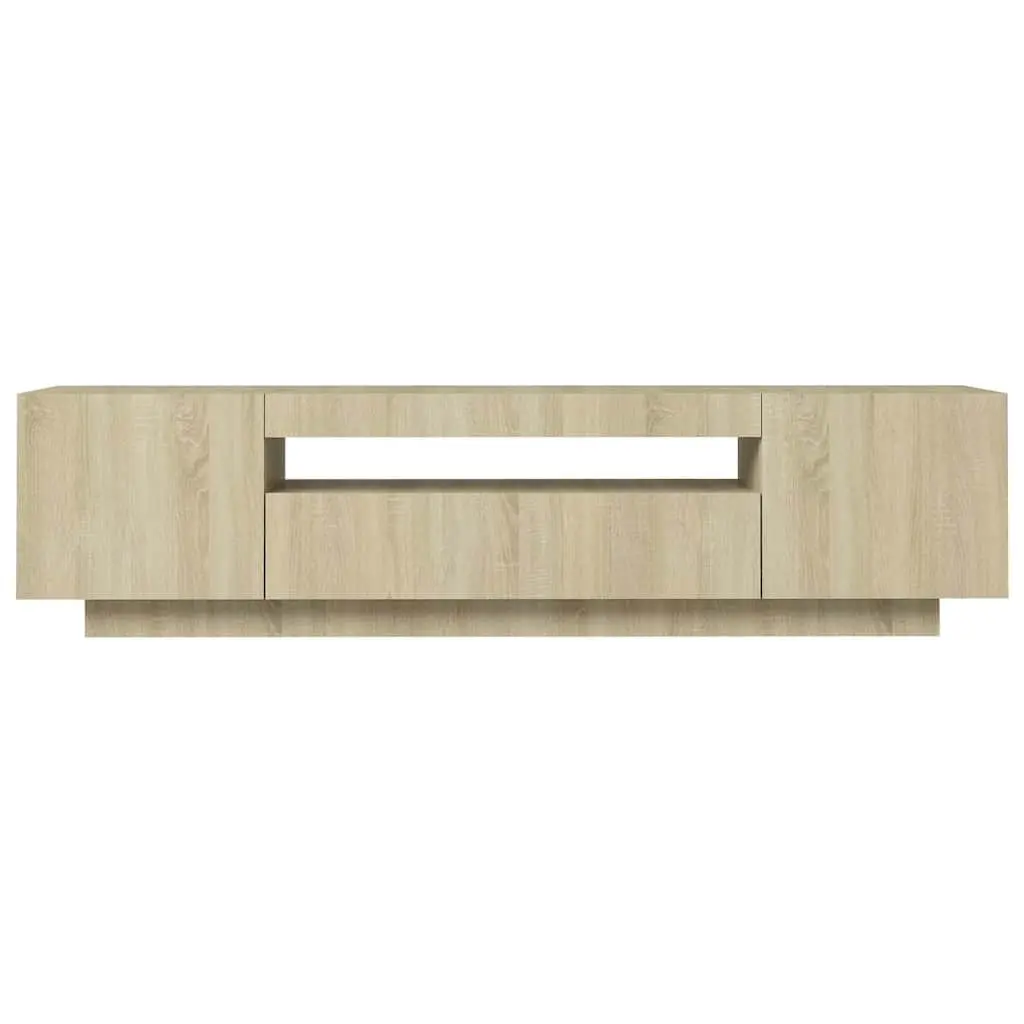 TV Cabinet with RGB LED Lights Media Storage Unit Brown Sonoma Oak Modern