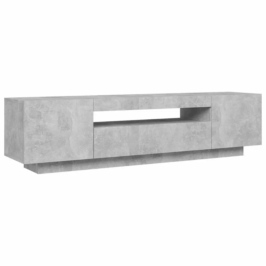TV Cabinet Grey with RGB LED Lights Media Storage Unit Modern Design Stand