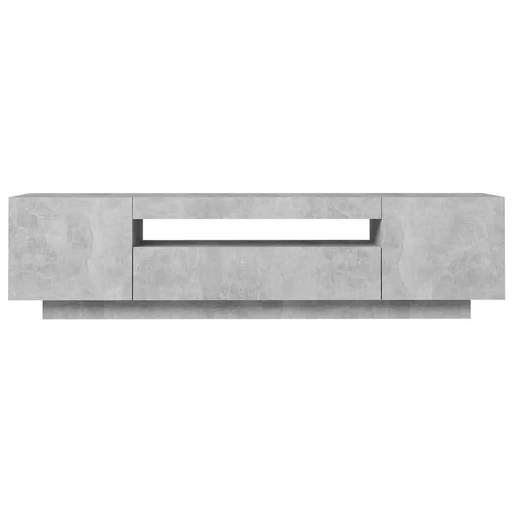 TV Cabinet Grey with RGB LED Lights Media Storage Unit Modern Design Stand