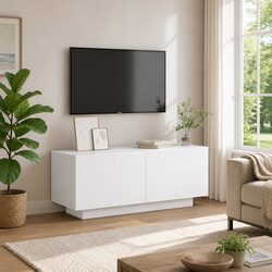 Compact White TV Cabinet, Engineered Wood, 100x35x40 cm