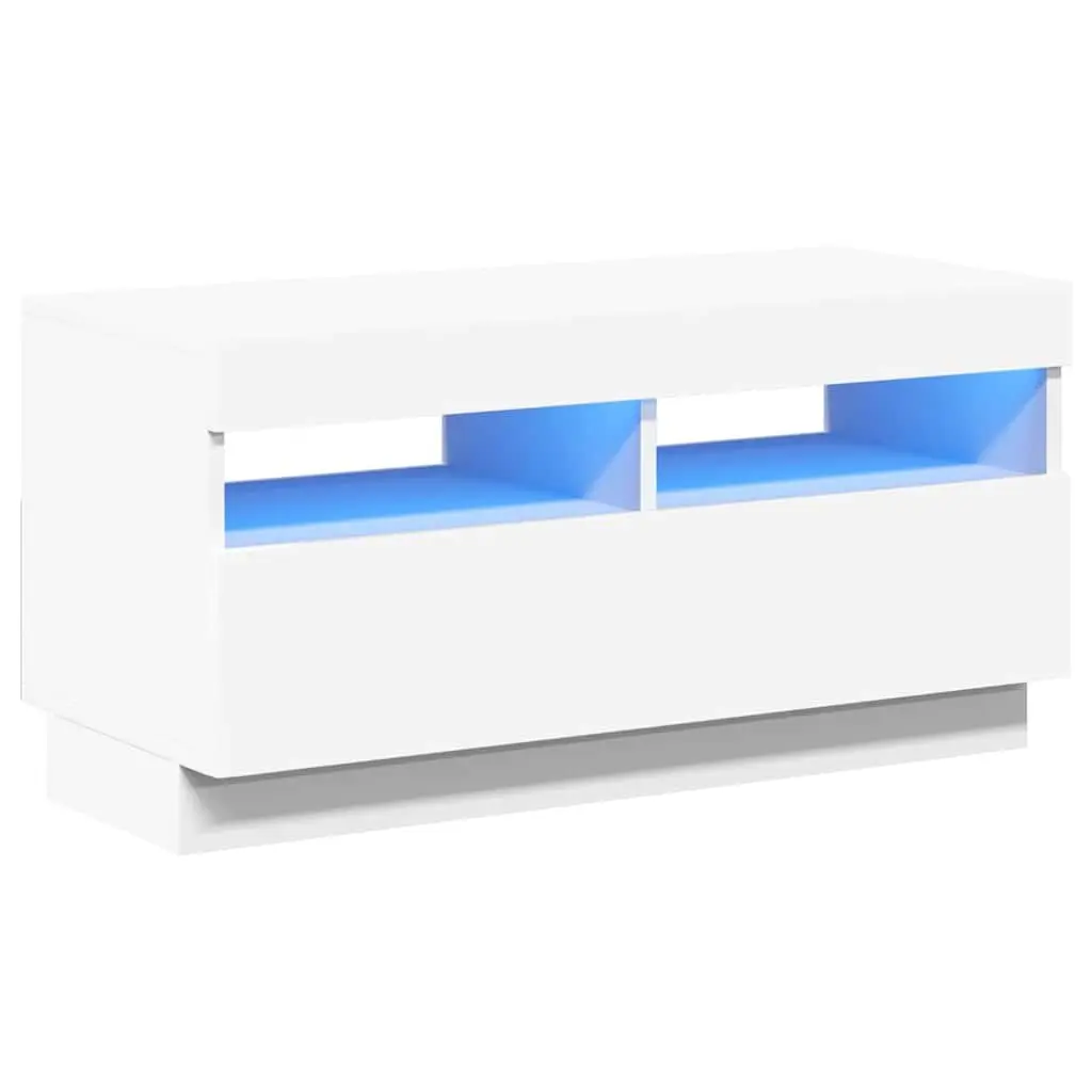 TV Cabinet White 80x35x40cm RGB LED Lights Media Storage Unit