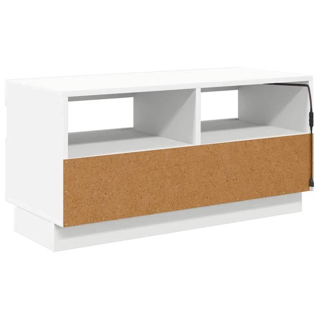 TV Cabinet White 80x35x40cm RGB LED Lights Media Storage Unit