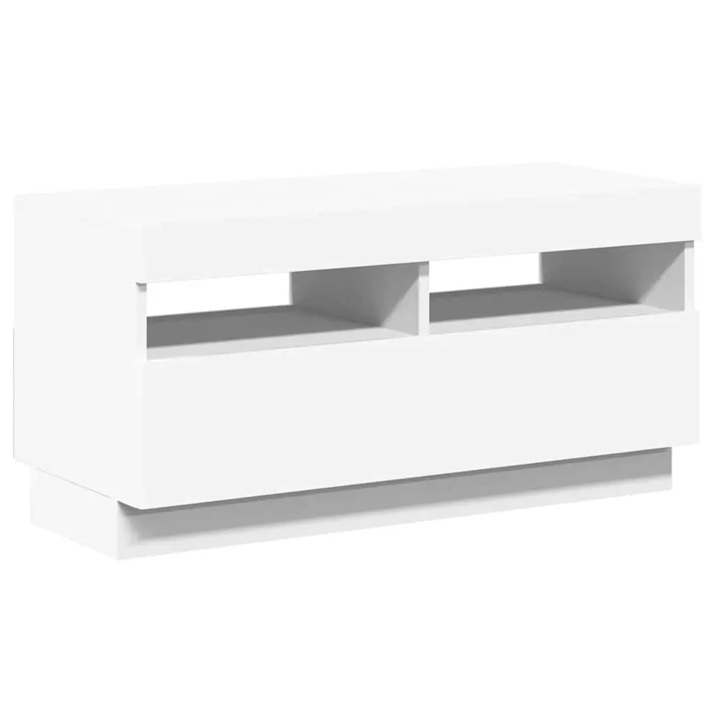 TV Cabinet White 80x35x40cm RGB LED Lights Media Storage Unit