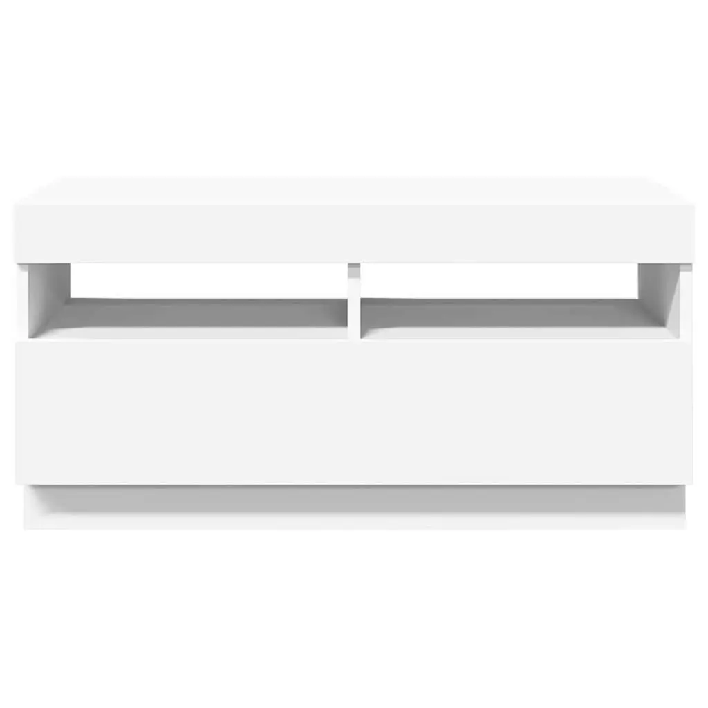 TV Cabinet White 80x35x40cm RGB LED Lights Media Storage Unit