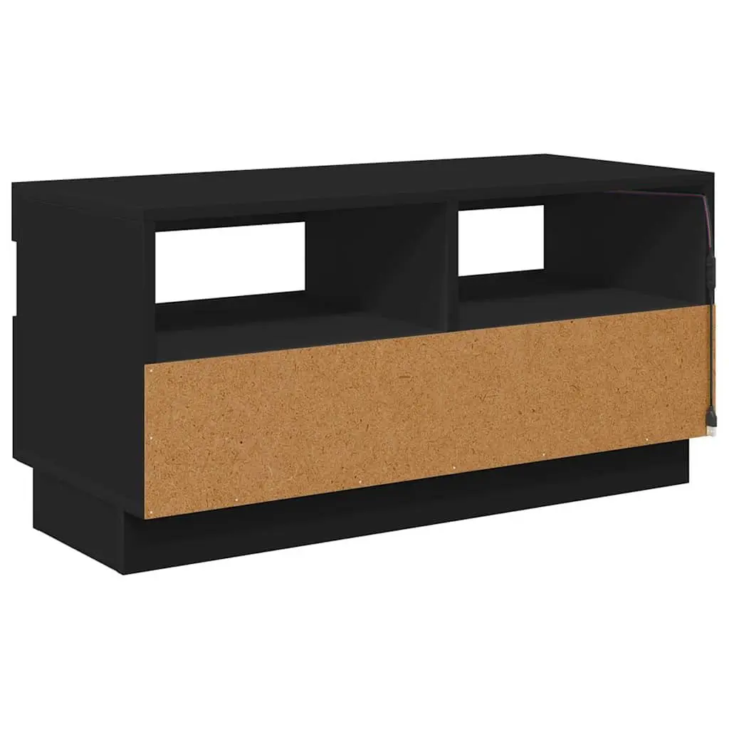 TV Cabinet Black 80x35x40cm RGB LED Lights Media Stand Storage Unit