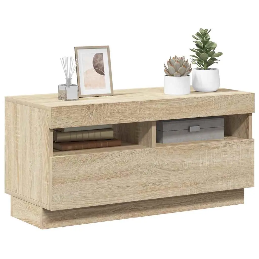 Brown Media Cabinet with LED Lights