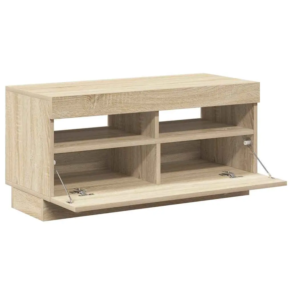 Brown Media Cabinet with LED Lights