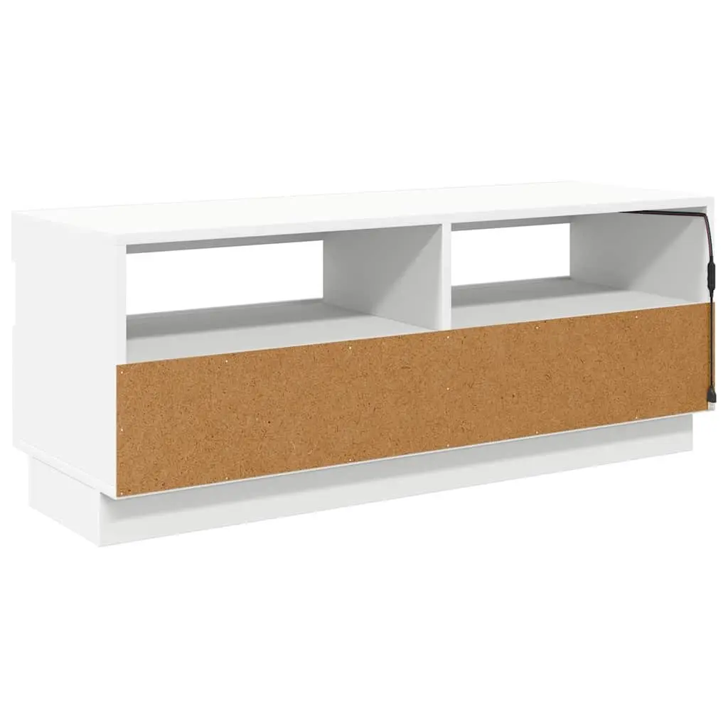 White TV Cabinet with RGB LED Lights Media Storage Unit HiFi Stand 100x35x40cm