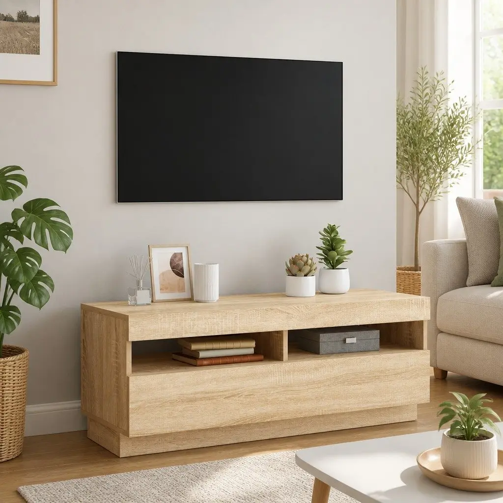 Brown TV Cabinet with RGB LED Lights