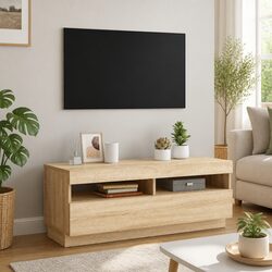 Compact Brown TV Cabinet with RGB LED Lights