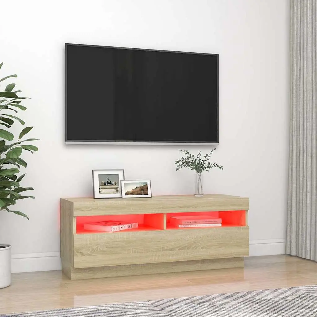 Brown TV Cabinet with RGB LED Lights