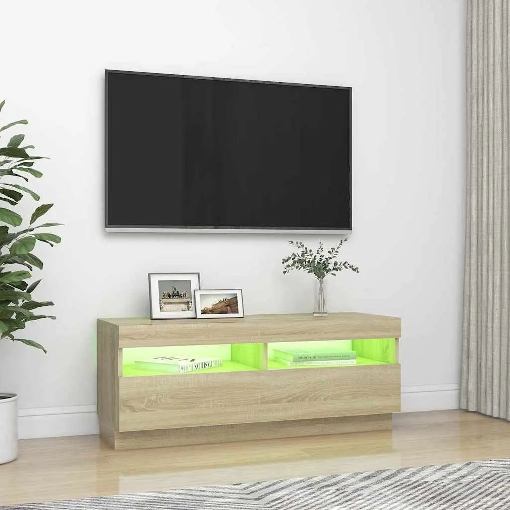 Brown TV Cabinet with RGB LED Lights