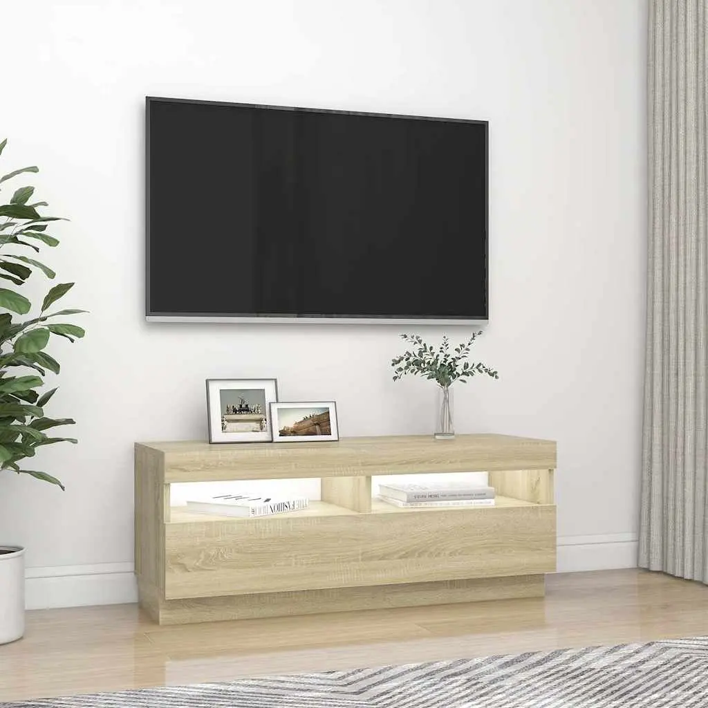 Brown TV Cabinet with RGB LED Lights