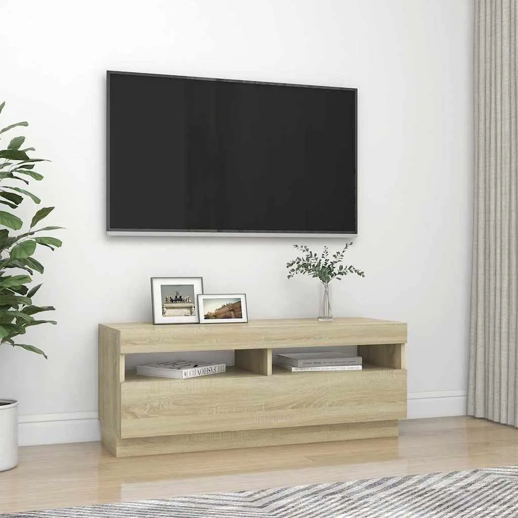 Brown TV Cabinet with RGB LED Lights