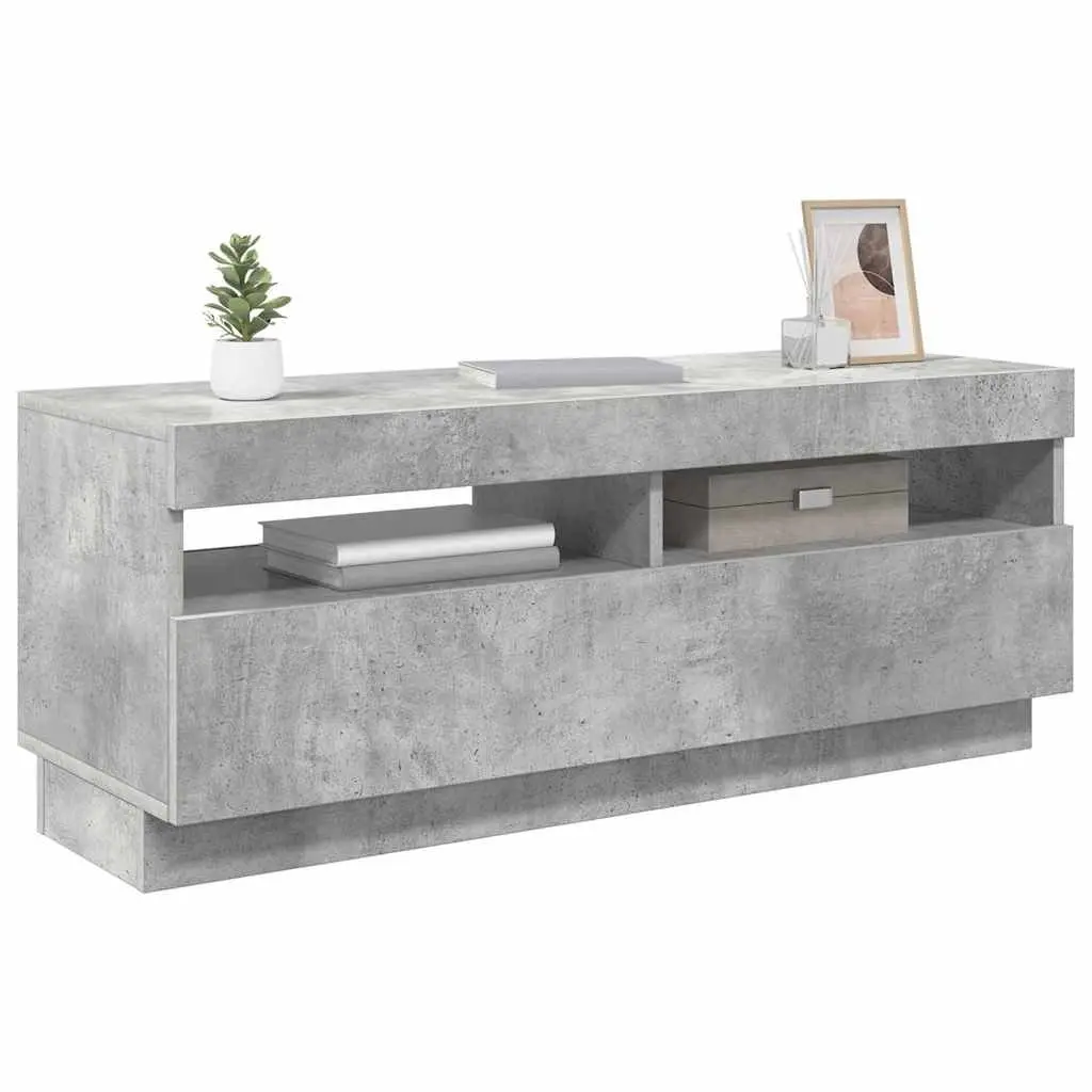 TV Cabinet Grey RGB LED Lights Media Storage Unit