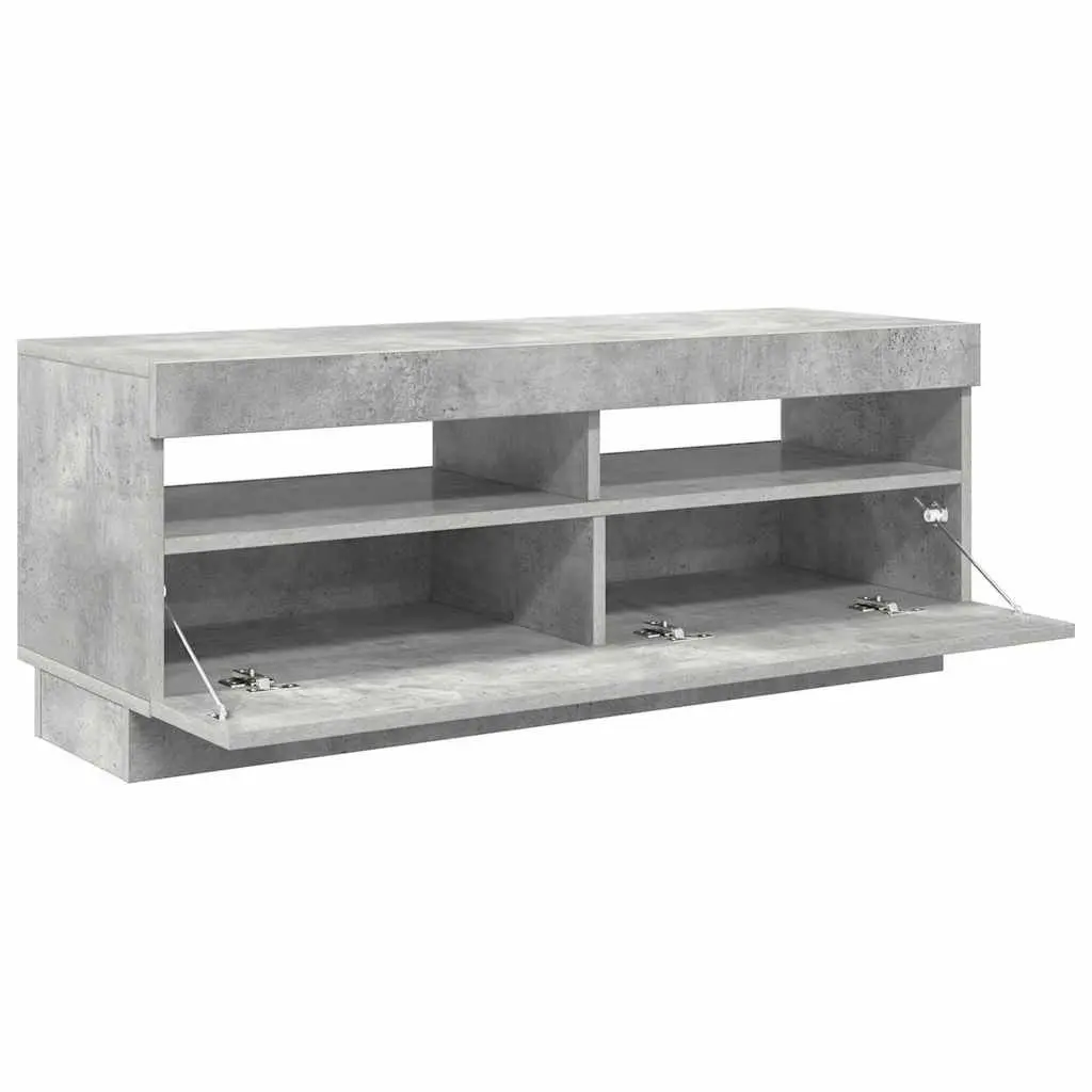 TV Cabinet Grey RGB LED Lights Media Storage Unit