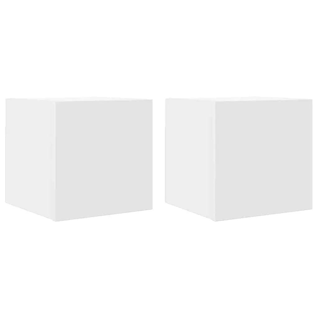 Wall Mounted TV Cabinet Set White 30.5 x 30 x 30 cm Large Storage Compartment