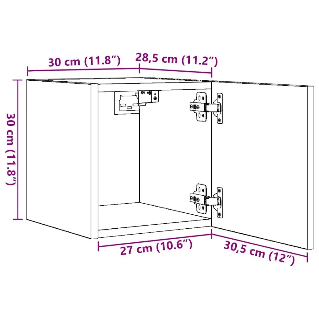 Wall Mounted TV Cabinet Set 4 Pieces Storage Compartment Home Entertainment Unit