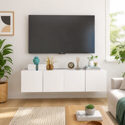 White Wall Mounted TV Cabinet Units Available