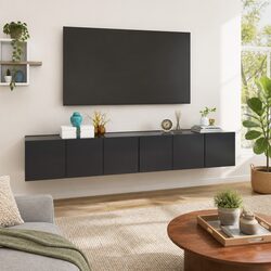 Wall Hanging TV Cabinet Set 3 Pieces Grey Storage Unit Living Room Furniture