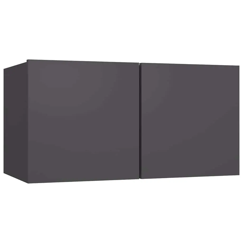Wall Hanging TV Cabinet Set Grey 3 Pieces Modern Storage Unit for Living Room