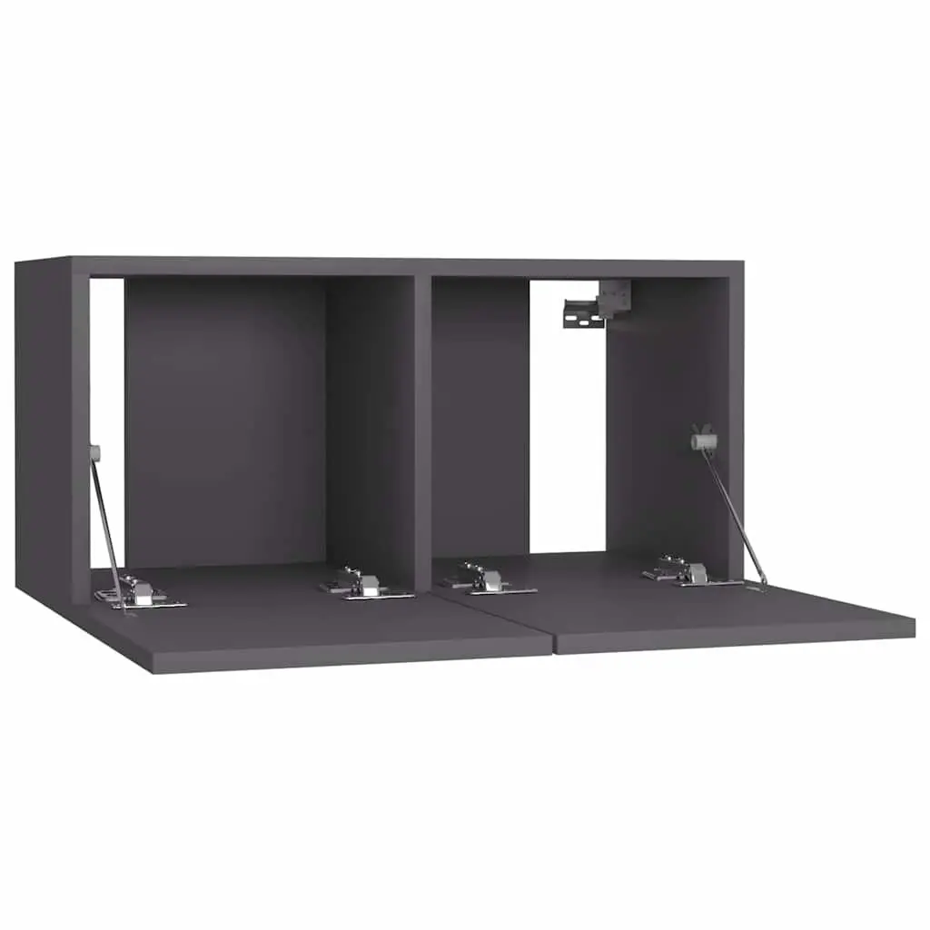 Wall Hanging TV Cabinet Set Grey 3 Pieces Modern Storage Unit for Living Room