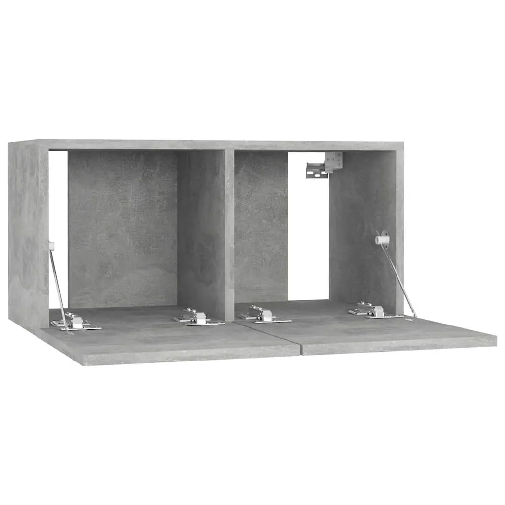 Grey Wall Mounted TV Cabinet Storage Unit with Two Compartments 60x30x30cm
