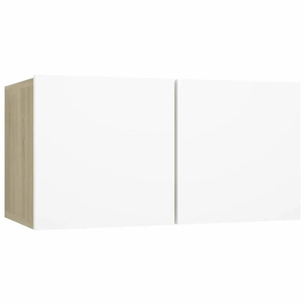 Hanging TV Cabinet White Sonoma Oak Modern Wall Mount Storage Unit 60 x 30 x 30 cm