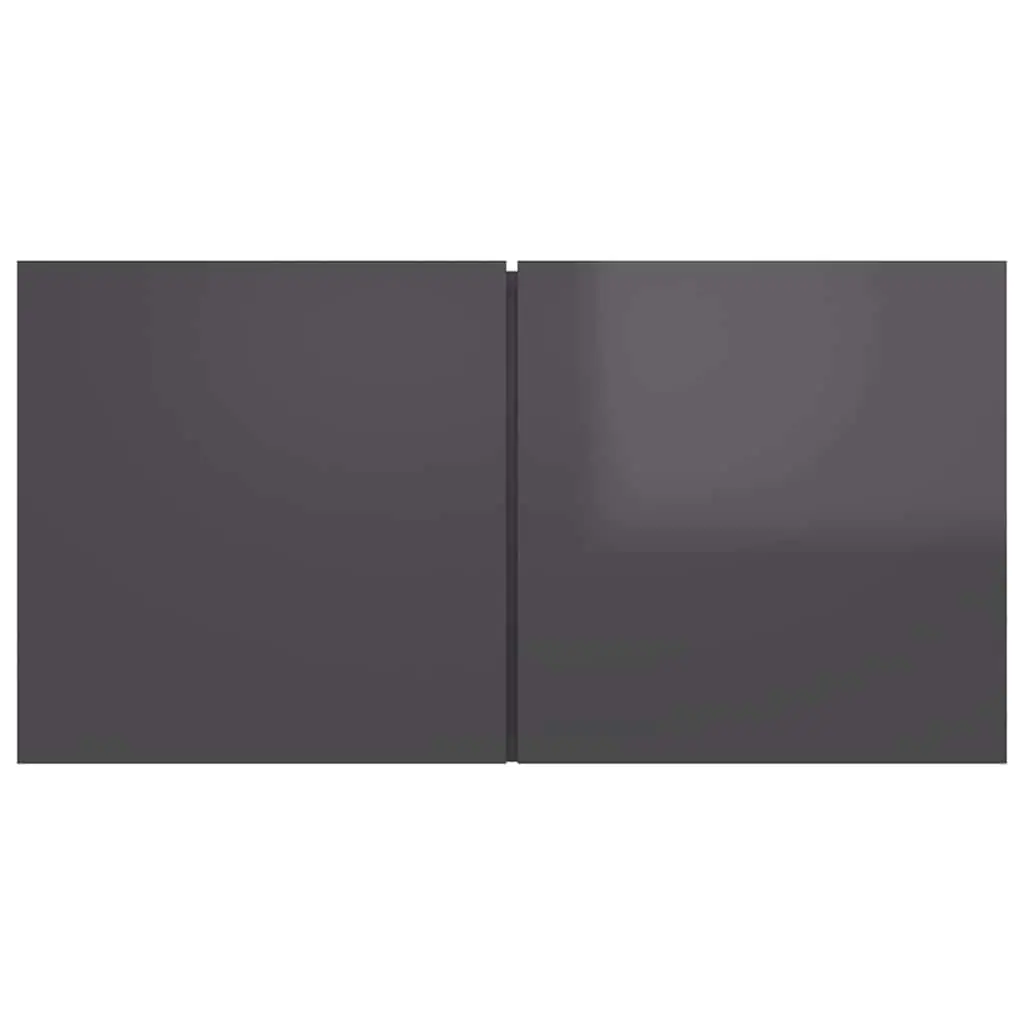 Wall Mounted TV Cabinet Set 2 Piece High Gloss Grey Storage Unit Living Room