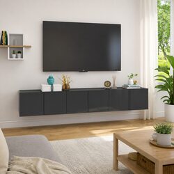 Hanging TV Cabinet Set 3 Pcs Wall Mount Living Room Storage Grey Modern