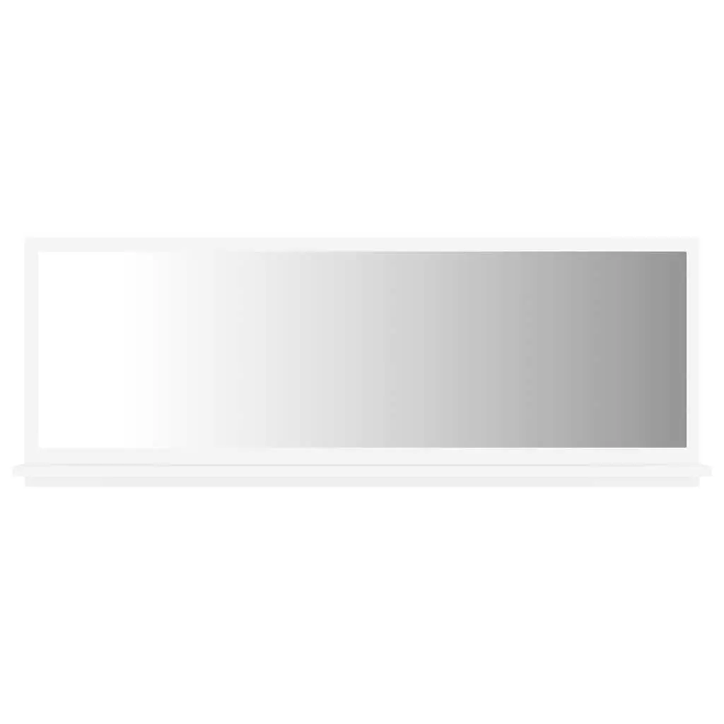 Bathroom Mirror White Wall Mount Engineered Wood Shelf Storage