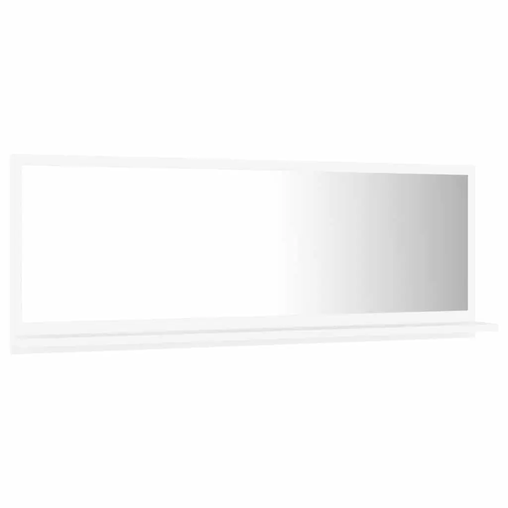 Bathroom Mirror White Wall Mount Engineered Wood Shelf Storage
