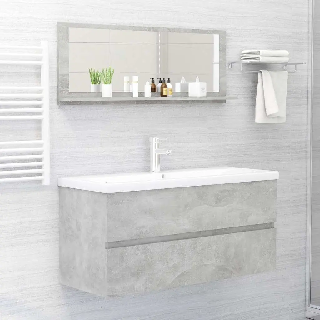 Grey Bathroom Mirror with Storage